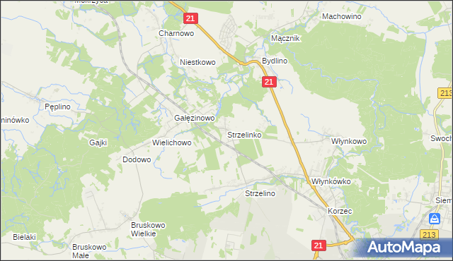 mapa Strzelinko, Strzelinko na mapie Targeo