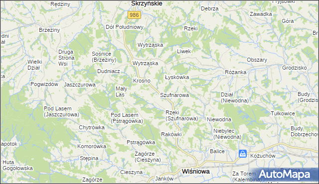 mapa Szufnarowa, Szufnarowa na mapie Targeo