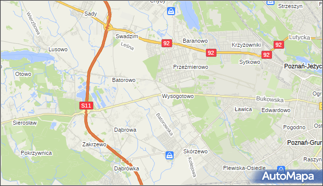 mapa Wysogotowo, Wysogotowo na mapie Targeo