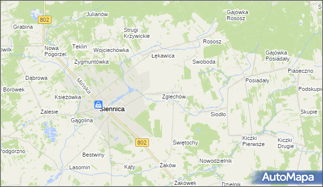 mapa Zglechów, Zglechów na mapie Targeo