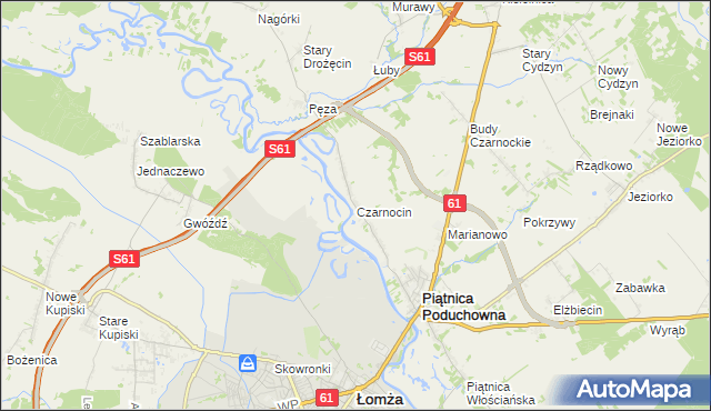 mapa Czarnocin gmina Piątnica, Czarnocin gmina Piątnica na mapie Targeo