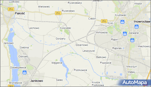 mapa Dziarnowo gmina Pakość, Dziarnowo gmina Pakość na mapie Targeo