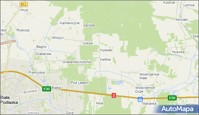 mapa Kaliłów, Kaliłów na mapie Targeo