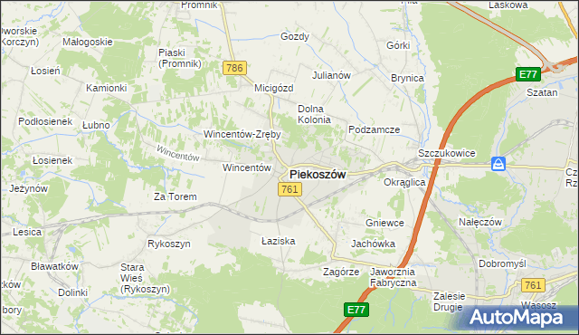 mapa Piekoszów, Piekoszów na mapie Targeo