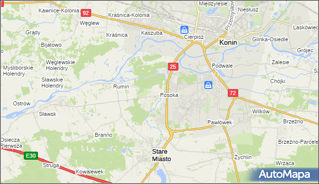 mapa Posoka gmina Stare Miasto, Posoka gmina Stare Miasto na mapie Targeo
