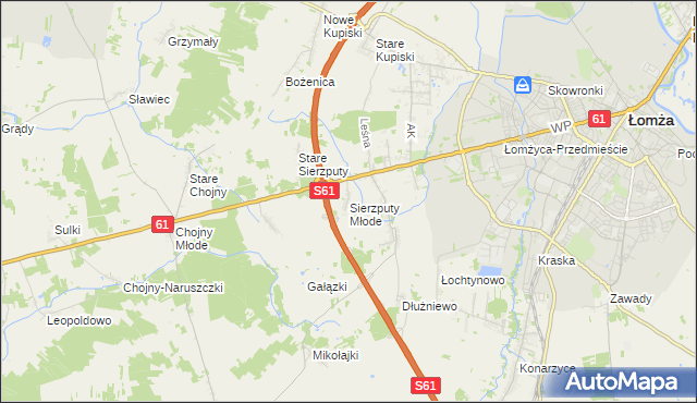 mapa Sierzputy Młode, Sierzputy Młode na mapie Targeo