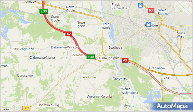 mapa Żelków-Kolonia, Żelków-Kolonia na mapie Targeo