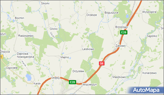 mapa Lestkowo, Lestkowo na mapie Targeo