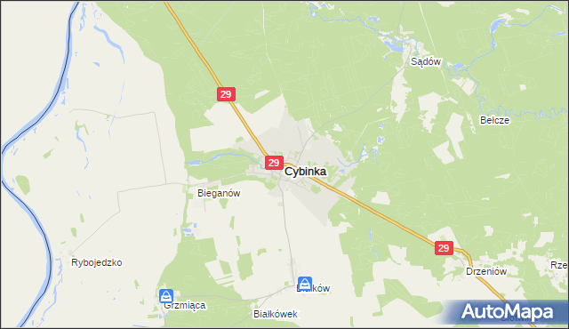 mapa Cybinka, Cybinka na mapie Targeo