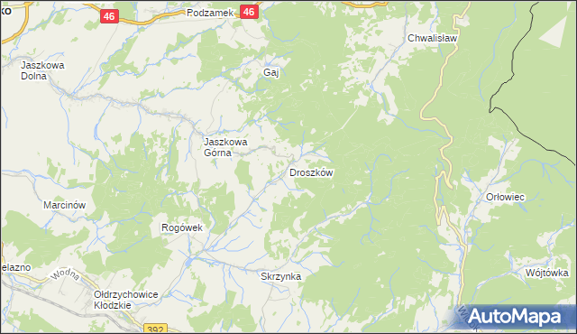 mapa Droszków gmina Kłodzko, Droszków gmina Kłodzko na mapie Targeo