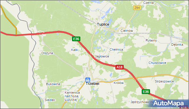 mapa Jagłowice, Jagłowice na mapie Targeo