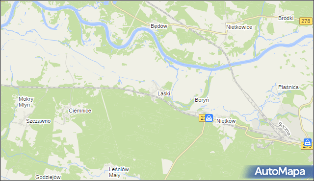 mapa Laski gmina Czerwieńsk, Laski gmina Czerwieńsk na mapie Targeo