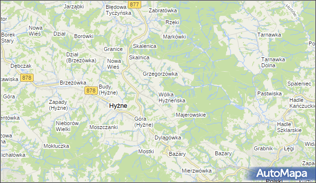 mapa Wólka Hyżneńska, Wólka Hyżneńska na mapie Targeo