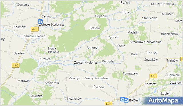 mapa Annopol Kolonia, Annopol Kolonia na mapie Targeo