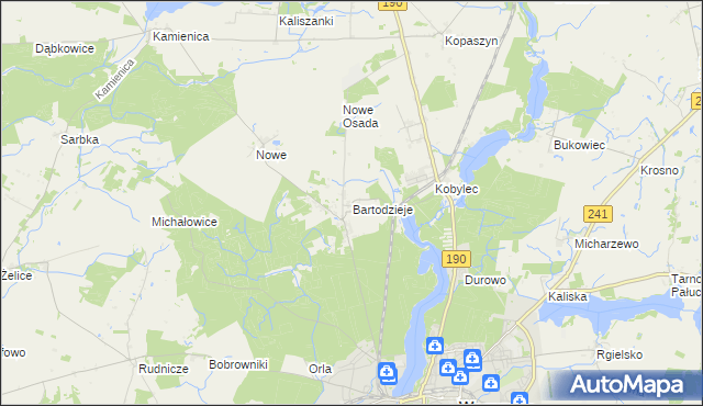 mapa Bartodzieje gmina Wągrowiec, Bartodzieje gmina Wągrowiec na mapie Targeo