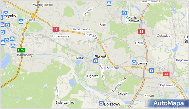 mapa Bieruń, Bieruń na mapie Targeo