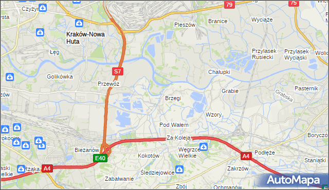 mapa Brzegi gmina Wieliczka, Brzegi gmina Wieliczka na mapie Targeo
