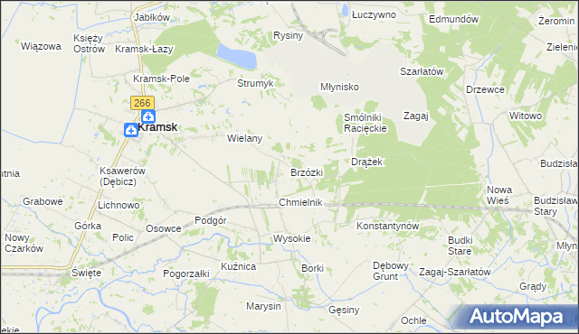 mapa Brzózki gmina Kramsk, Brzózki gmina Kramsk na mapie Targeo