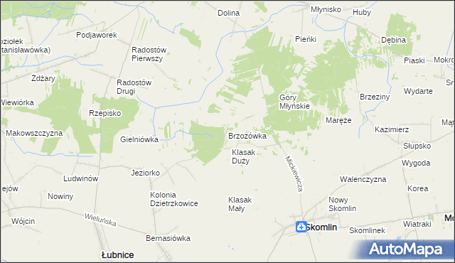 mapa Brzozówka gmina Łubnice, Brzozówka gmina Łubnice na mapie Targeo