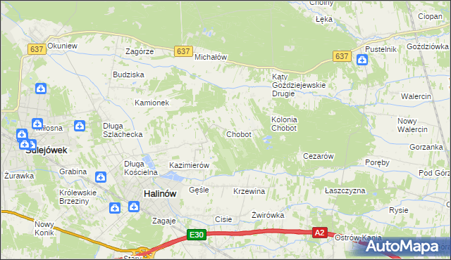 mapa Chobot gmina Halinów, Chobot gmina Halinów na mapie Targeo