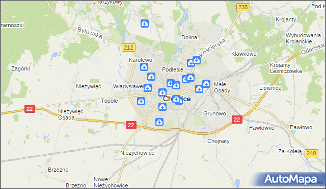 mapa Chojnic, Chojnice na mapie Targeo