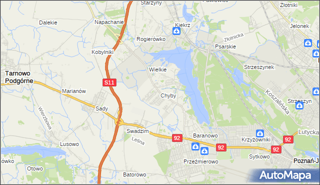 mapa Chyby gmina Tarnowo Podgórne, Chyby gmina Tarnowo Podgórne na mapie Targeo