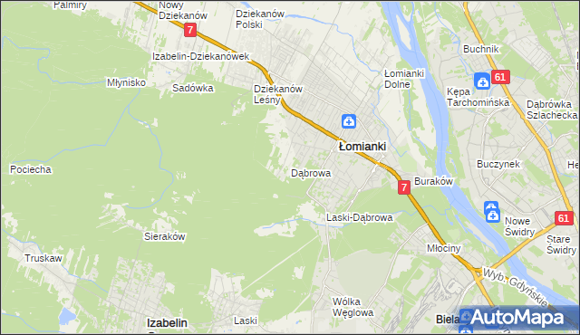 mapa Dąbrowa gmina Łomianki, Dąbrowa gmina Łomianki na mapie Targeo
