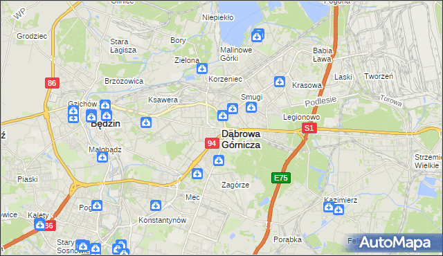 mapa Dąbrowa Górnicza, Dąbrowa Górnicza na mapie Targeo