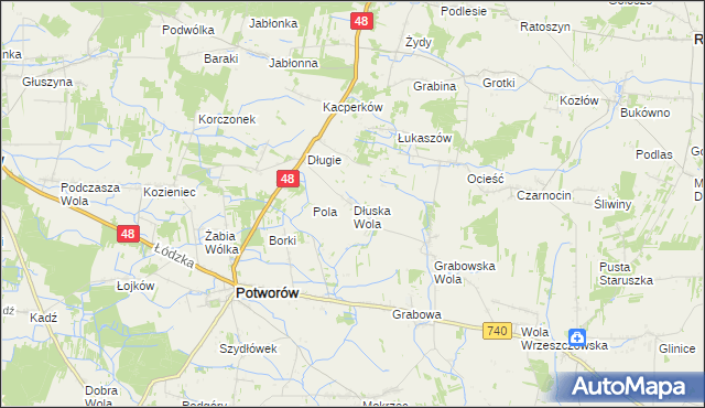 mapa Dłuska Wola, Dłuska Wola na mapie Targeo