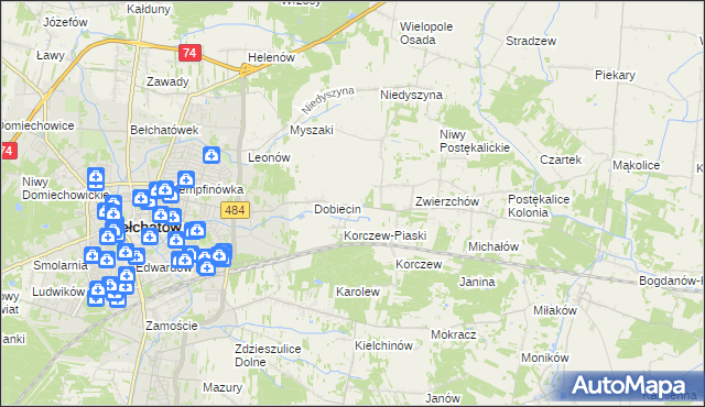 mapa Dobiecin Osada, Dobiecin Osada na mapie Targeo