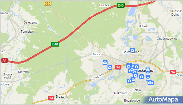 mapa Dobra gmina Bolesławiec, Dobra gmina Bolesławiec na mapie Targeo