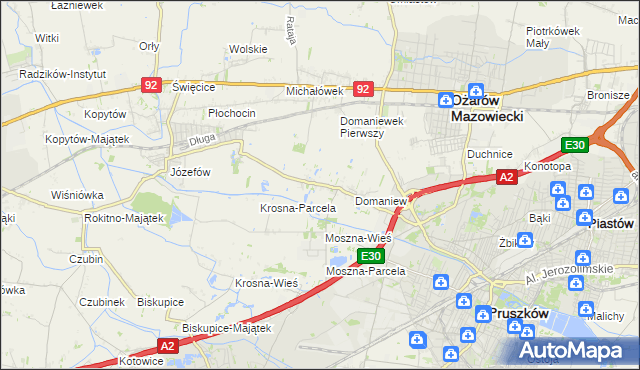 mapa Domaniewek gmina Brwinów, Domaniewek gmina Brwinów na mapie Targeo