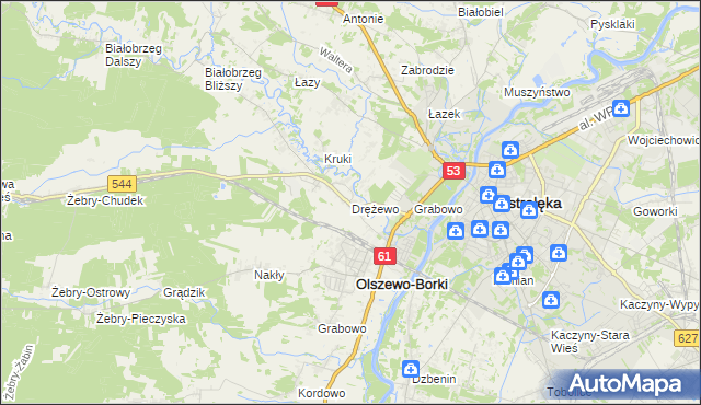 mapa Drężewo, Drężewo na mapie Targeo