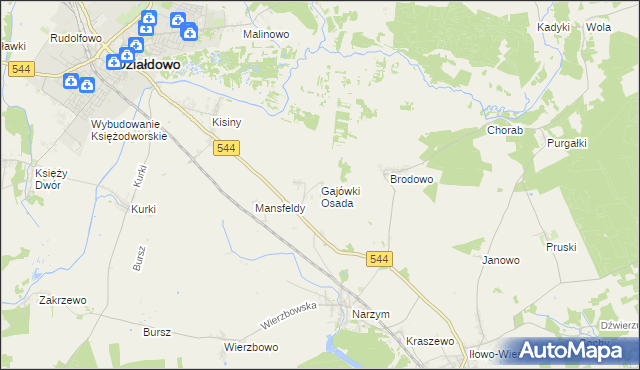 mapa Gajówki Osada, Gajówki Osada na mapie Targeo