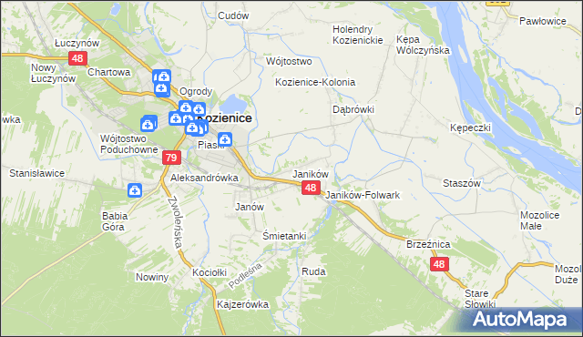 mapa Janików gmina Kozienice, Janików gmina Kozienice na mapie Targeo