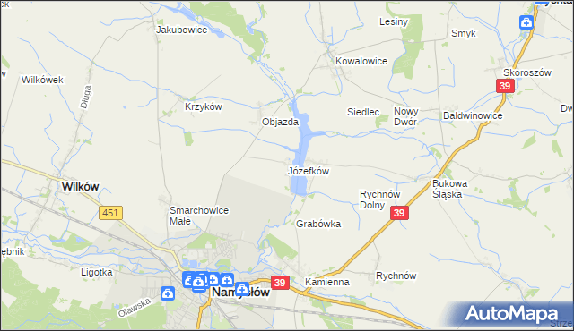 mapa Józefków gmina Namysłów, Józefków gmina Namysłów na mapie Targeo