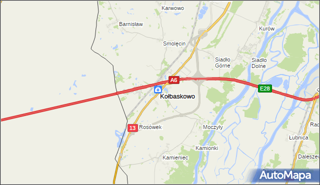 mapa Kołbaskowo, Kołbaskowo na mapie Targeo