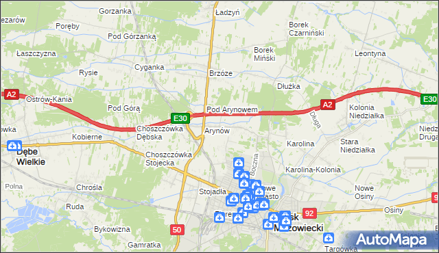 mapa Królewiec gmina Mińsk Mazowiecki, Królewiec gmina Mińsk Mazowiecki na mapie Targeo