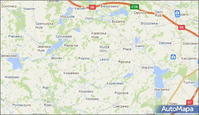 mapa Leśno gmina Szemud, Leśno gmina Szemud na mapie Targeo