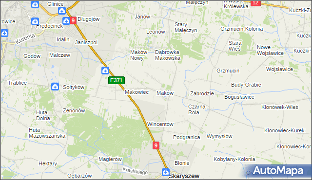 mapa Maków gmina Skaryszew, Maków gmina Skaryszew na mapie Targeo