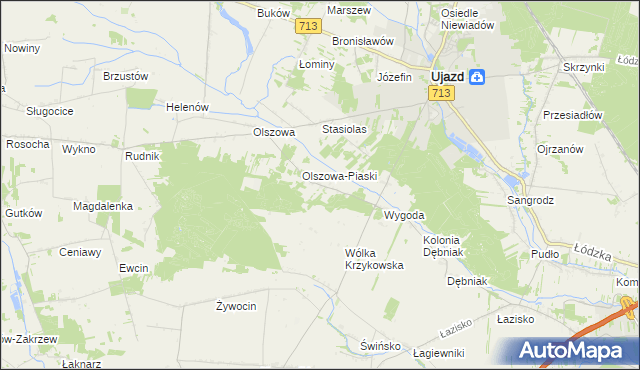 mapa Maksymów gmina Ujazd, Maksymów gmina Ujazd na mapie Targeo
