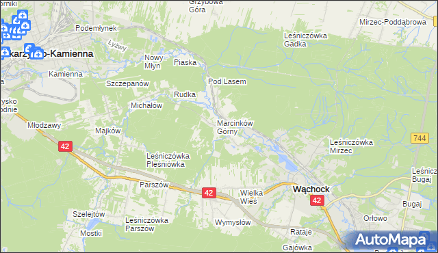 mapa Marcinków gmina Wąchock, Marcinków gmina Wąchock na mapie Targeo