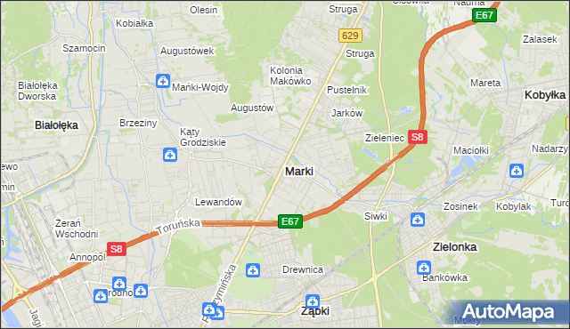 mapa Marki powiat wołomiński, Marki powiat wołomiński na mapie Targeo