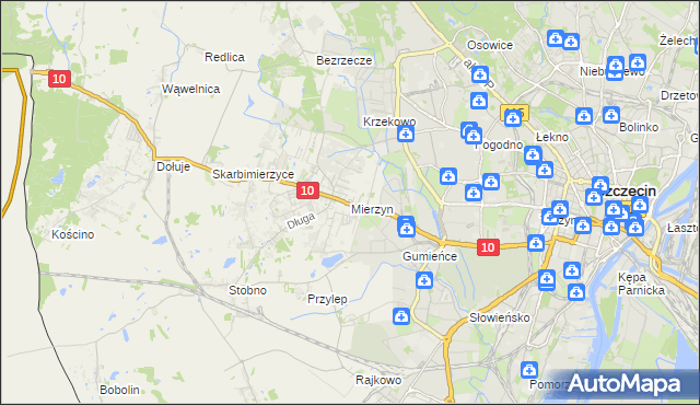 mapa Mierzyn gmina Dobra (Szczecińska), Mierzyn gmina Dobra (Szczecińska) na mapie Targeo