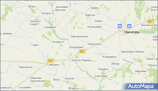 mapa Mikołajewo gmina Staroźreby, Mikołajewo gmina Staroźreby na mapie Targeo