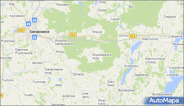 mapa Mojuszewska Huta, Mojuszewska Huta na mapie Targeo