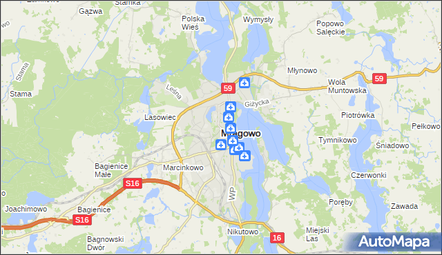 mapa Mrągowo, Mrągowo na mapie Targeo