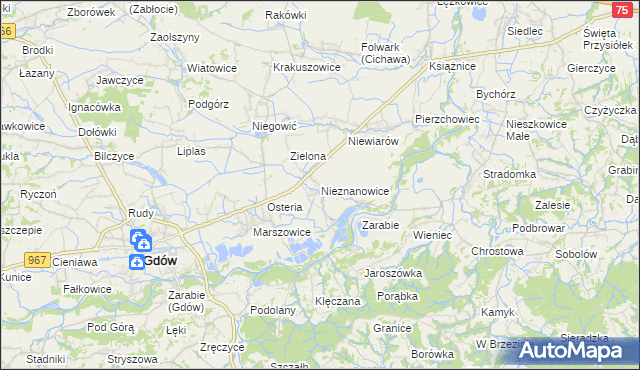 mapa Nieznanowice gmina Gdów, Nieznanowice gmina Gdów na mapie Targeo