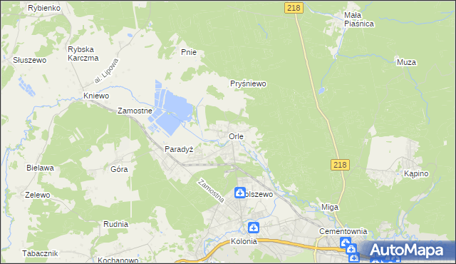 mapa Orle gmina Wejherowo, Orle gmina Wejherowo na mapie Targeo