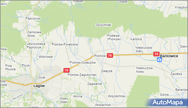 mapa Piórków, Piórków na mapie Targeo